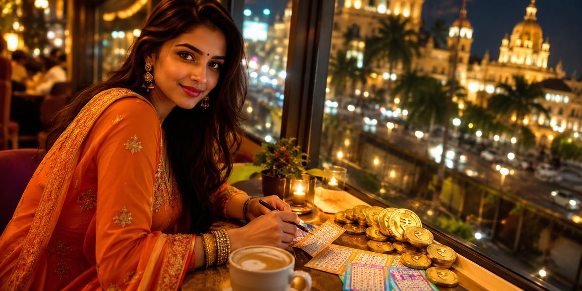 Mumbai Bandra betting and lottery setup with Indian rupee notes